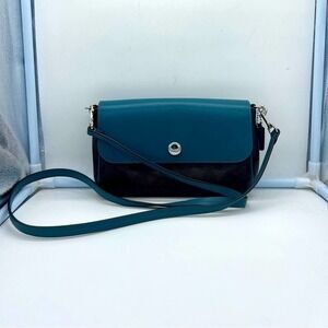 Coach F1237-F59534 Signature Coated Canvas Reversible Crossbody teal and…